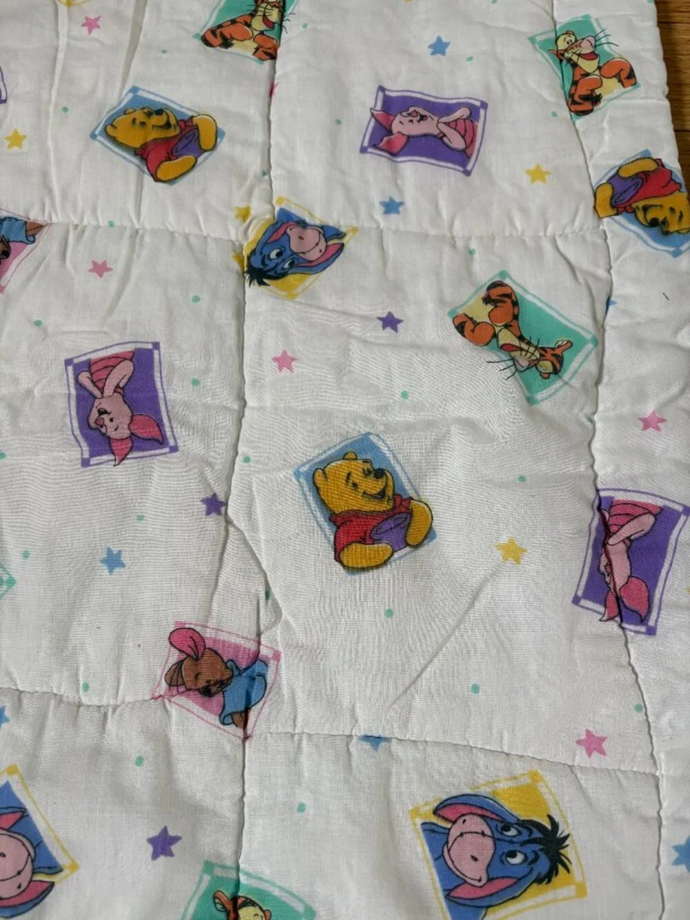 Vintage Winnie the Pooh Eeyore Tigger & More Comforter Baby Crib Blanket 1995
